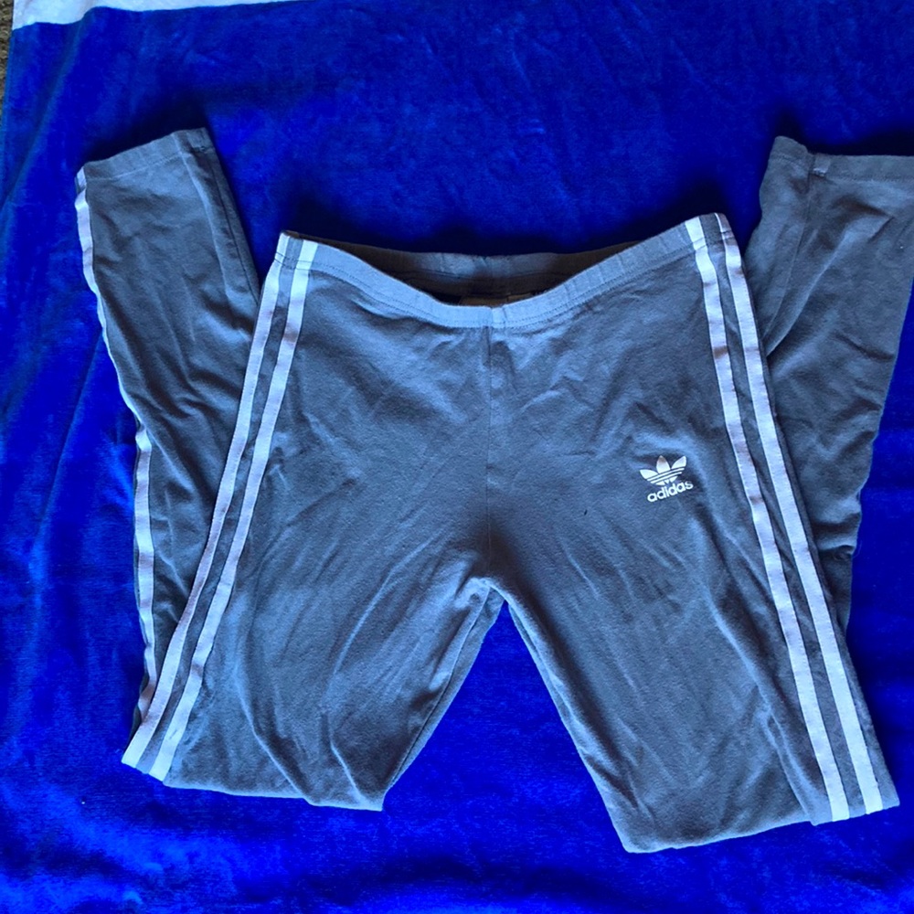Gray adidas leggings with white lining